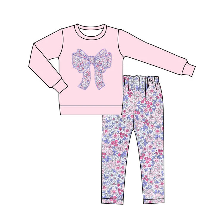 11.13 MOQ:5pcs GLP3136 pre-order toddler girl clothes bows girl winter set