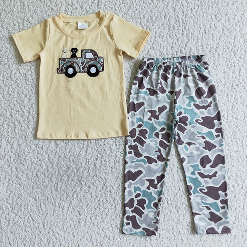 5.3 Sibling Baby Boys Embroidery Hunting Short Sleeve Shirt Pants Clothes Sets