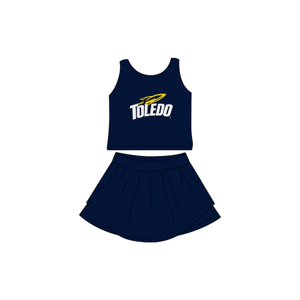 7.10 Custom Moq 3 Baby Girls Navy Toledo Sleeveless Top Skorts Team Sets