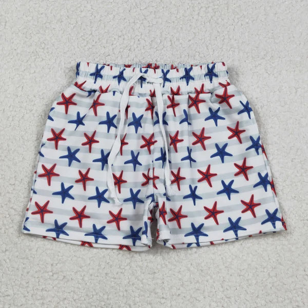 12.13 S0588 Baby Boys Sea World Red Blue Starfishes Swimming Trunks Bottom