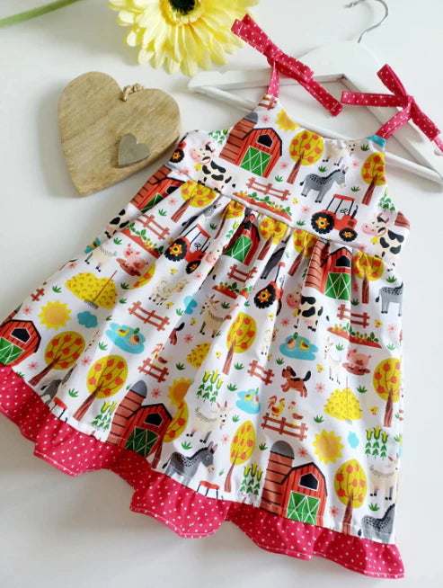 5.13 Girl pig cow horse sheep farm suspenders or dresses