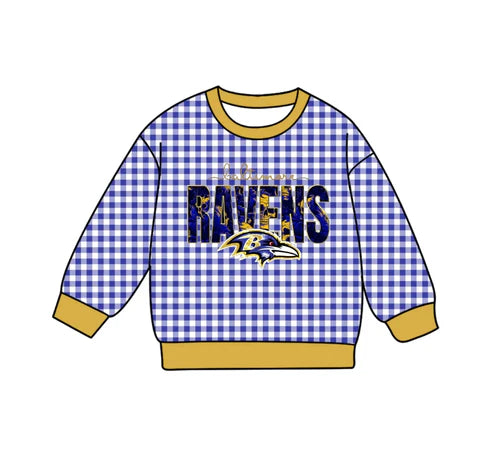 10.13 Custom Moq 8 Baby Boys Ravens Team Plaid Tee Shirts Tops