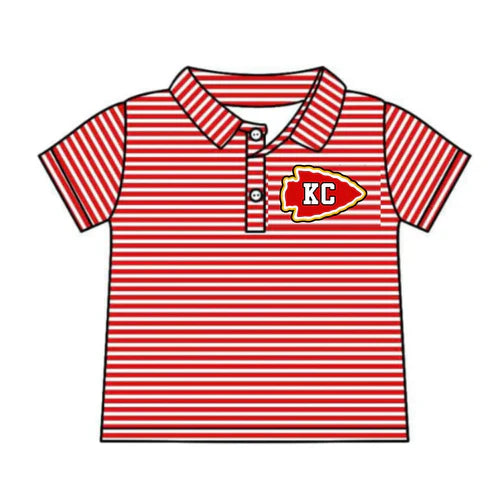 8.8 Custom Moq 5 Baby Boys Red Stripes KC arrowhead Team Short Sleeve Tee Pullovers Shirts Tops