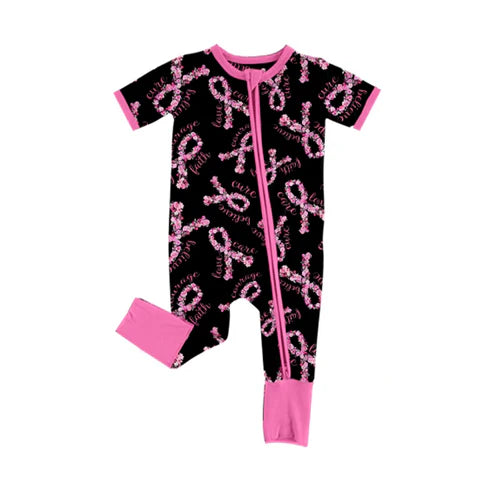 8.7 SR3210 Baby Girls Flowers Bows Zipper Footie Rompers Preorder