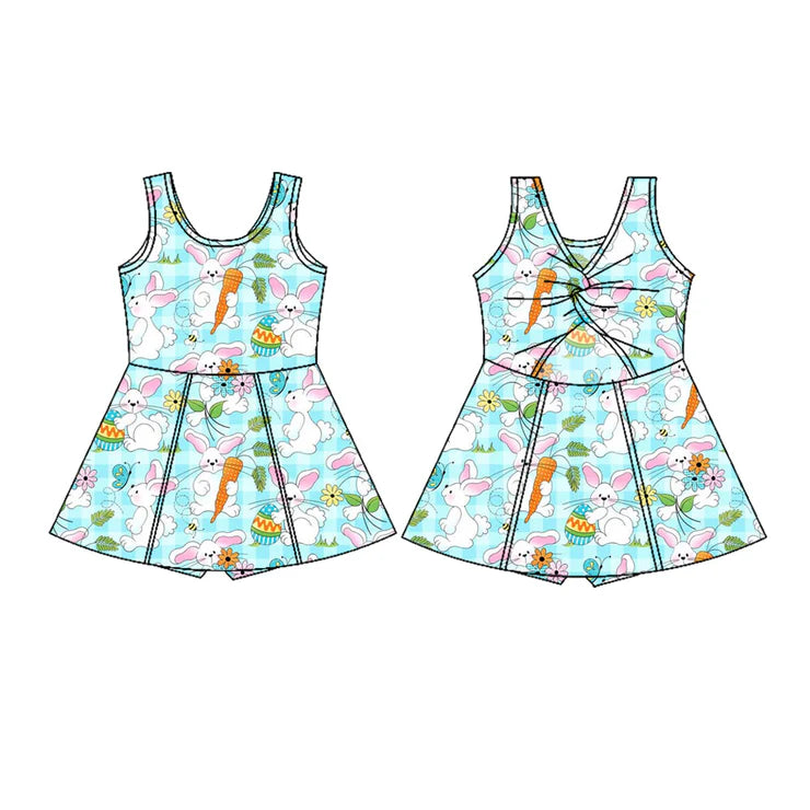 11.7 MOQ:5pcs GSD3049 pre-order toddler clothes rabbit girl easter yoga summer dress