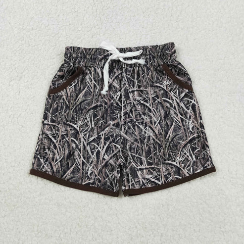 11.17 SS0674 Baby Boys Grey Leaves Camo Hunting Pockets Shorts Bottom