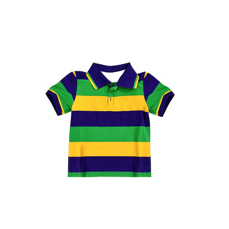 11.20 MOQ:5pcs BT1575 pre-order toddler boy clothes stripe boy mardi gras summer top shirt