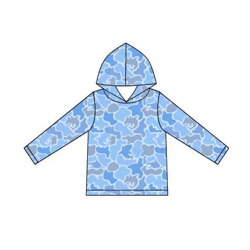 10.20 BT1394 Baby Boys Blue Whales Camo Long Sleeve Southern Hoodies Top Preorder