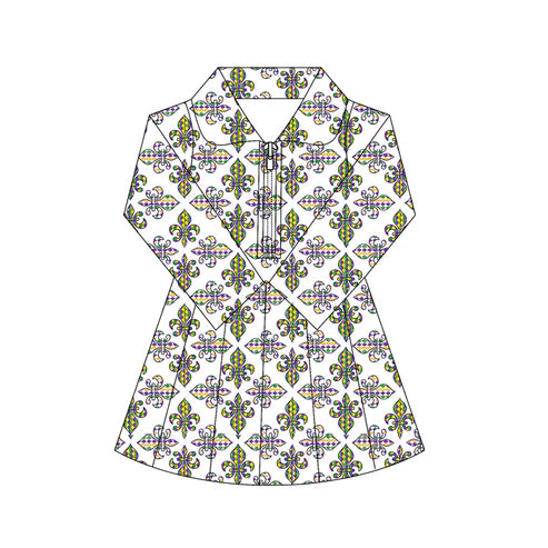 10.28 GLD1404 Baby Girls Mardigras Lights Fur Zipper Pullovers Skorts Yoga Clothes Sets Preorder