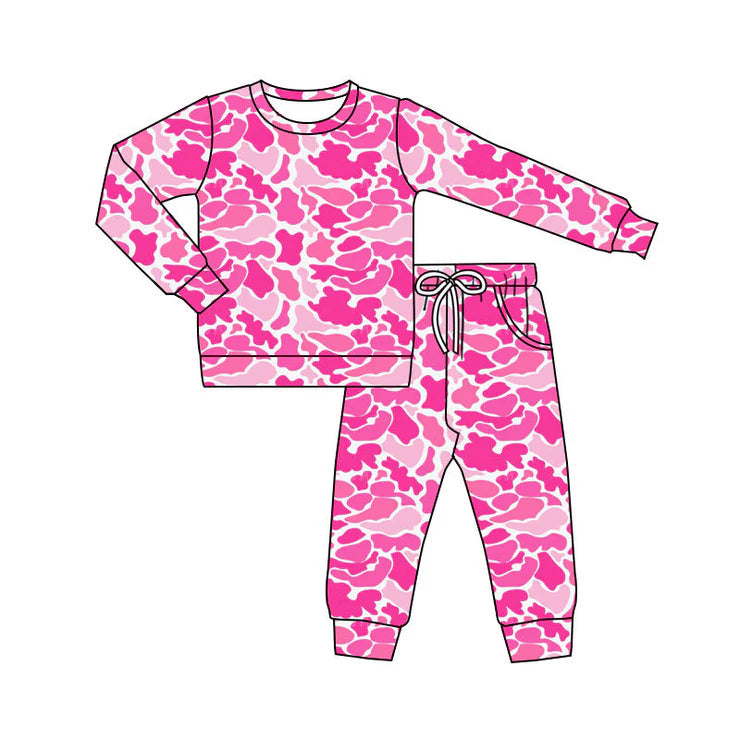 11.18 MOQ:5pcs GLP3162 pre-order toddler girl clothes camo print girl pajamas set
