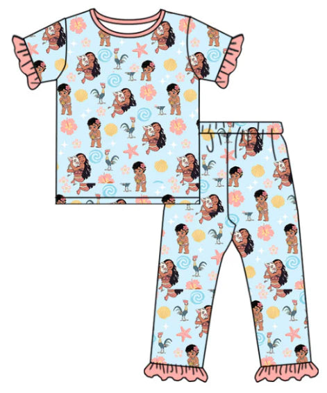 5.14 Cartoon short sleeve pantsuit for girls