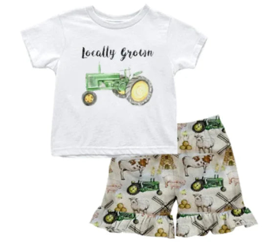 5.12 Girls Farm Truck Short Sleeve Shorts Set