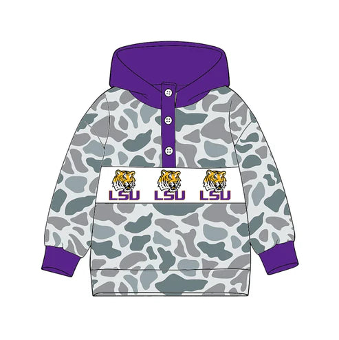 10.14 Custom Moq 8 Baby Boys Long Sleeves Camo LSU Team Hoodies Top
