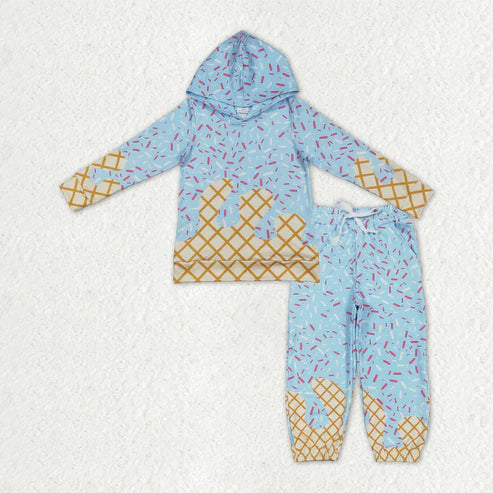 10.17 BT1270+P0814 Baby Boys Light Blue Sprinkles Drip Hoodies Yoga Jogger Pants Team Clothes Set