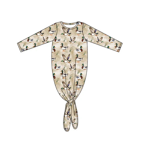 5.10 NB0046 Baby Newborn Long Sleeves Ducks Print Footed Rompers preorder