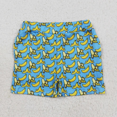 8.13 SS0634 Baby Girls Blue Bananas Plaid Summer Shorts Bottom