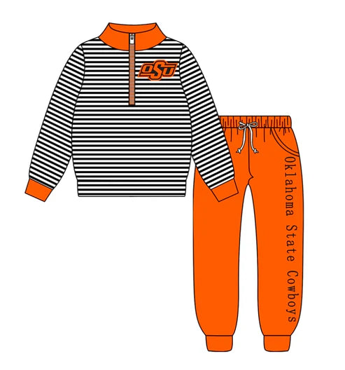 9.1 Custom Moq 5 Baby Boys OSU Team Zipper Pullovers Top Clothes Set