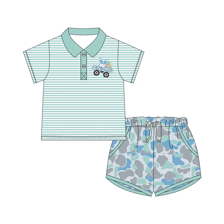 11.19 MOQ:5pcs BSSO1677 pre-order baby boy clothes truck toddler boy easter summer outfit