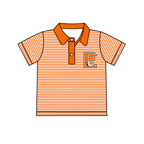 7.4 Custom Moq 3 Baby Boys Orange Stripes Short Sleeve Pullovers Tee Shirts Tops