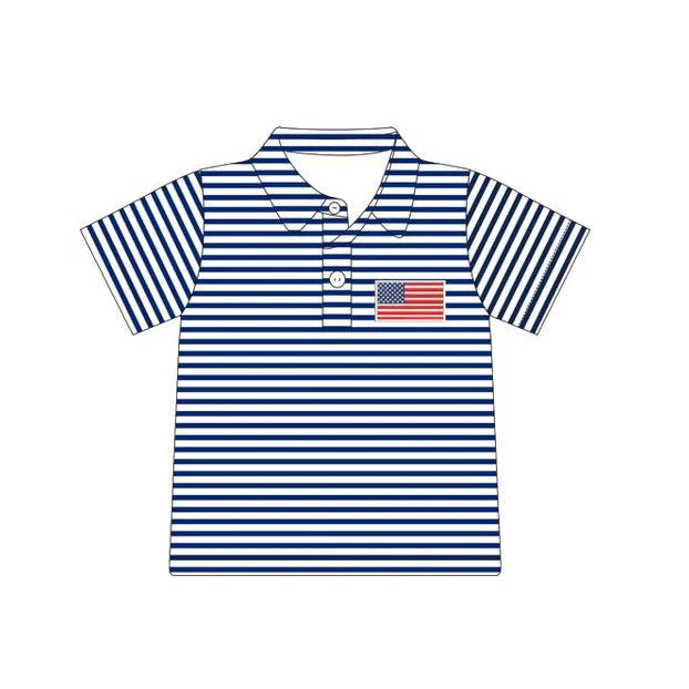 12.4 MOQ:5pcs BT1620 pre-order toddler boy clothes flag boy 4th of July summer top shirt