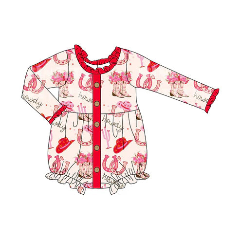 5.29 LR1979 Baby Infant Girls Western Boots Long Sleeve Rompers preorder