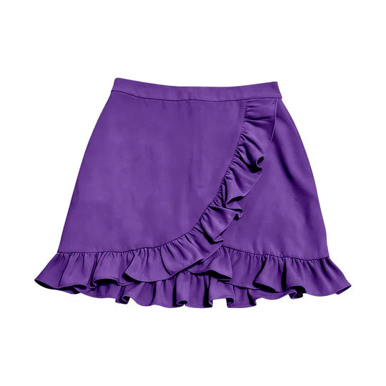 12.24 MOQ:5pcs GLK0229 pre-order baby girls clothes purple print girl yoga shots skirt