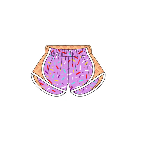 4.17 SS0572 Baby Girls Purple Ice-cream Drip Yoga Shorts Bottoms Preorder