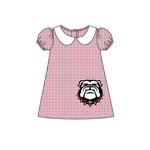 5.6 Baby Girls Bulldogs Short Sleeve Team Knee Length Dresses Preorder(moq 3)