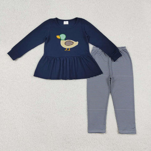 9.10 GLP2595 Embroidery Baby Girls Navy Long Sleeves Ducks Tunic Legging Pant Set