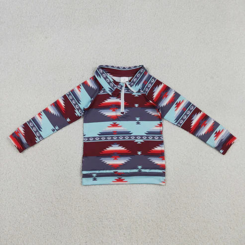 11.26 BT1467 Baby Boys Aztec Zipper Western Pullovers Top