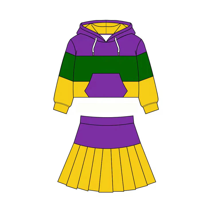 11.24 MOQ:5pcs GLD1532 pre-order baby girl clothes mardi gras toddler girl yoga skirt outfit