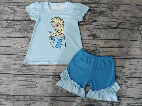 6.23 Custom Moq 3 Baby Girls Princess Shorts Clothes Sets