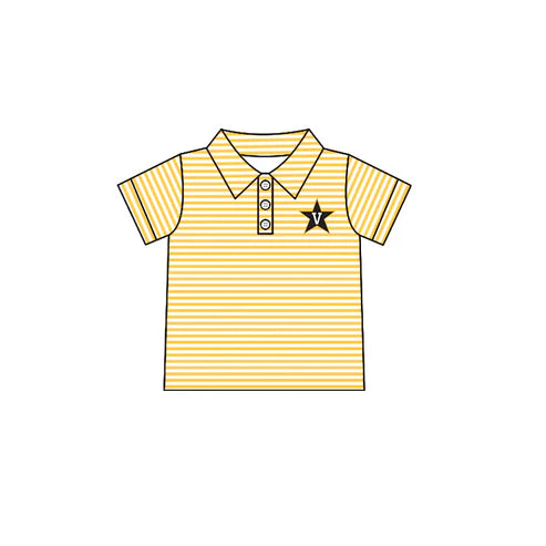 6.21 Custom Moq 3 Baby Boys Yellow Stripe Short Sleeves Button Star V Team Polo Shirts Top