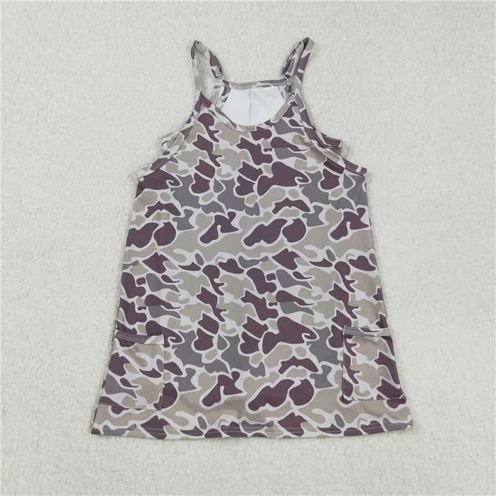 9.4 Sibling Baby Girls Straps Western Camo Shorts Yoga Active Dresses