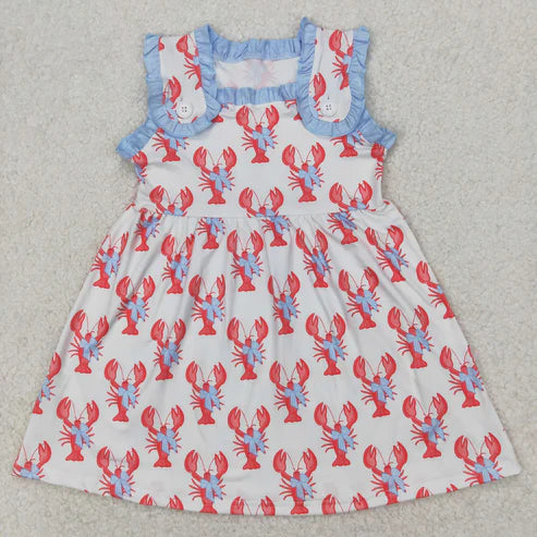 4.1 GSD1955 Baby Girls Crawfish Bows Straps Knee Length Dress