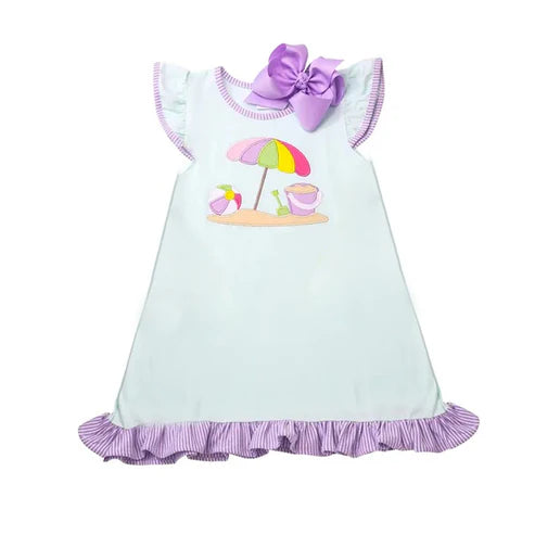 4.18 GSD2454 Baby Girls Flutter Sleeves Beach Knee Length Dresses Preorder