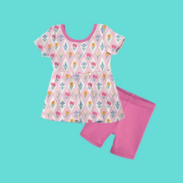 11.14 MOQ:5pcs GSSO2853 pre-order baby girl clothes flower print toddler girl summer outfit