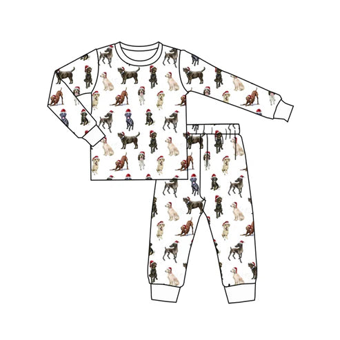 5.24 BLP0930 Baby Boys Christmas Dogs Top Pants Pajamas Clothes Sets Preorder