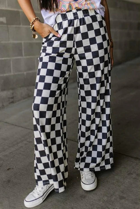 5.24 P0647 Adult Women Black Checkered Bottom Pants Pajamas Preorder