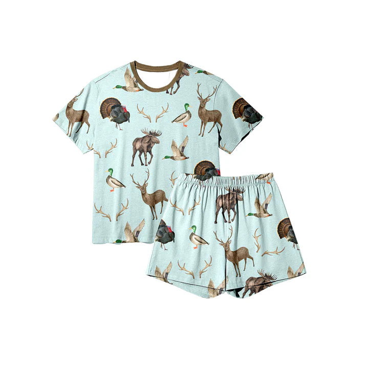 9.27 GSSO2709 Baby Girls Turkey Deer Ducks Top Shorts Hunting Pajamas Sets Preorder