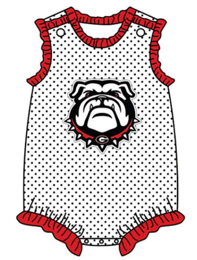 5.13 Girls custom team Polka dot red lace onesie