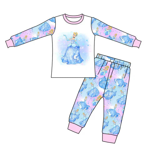 6.23 Custom Moq 3 Baby Girls Princess 3 Cartoon Pants Pajamas Clothes Sets