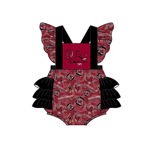 4.26  Preorder Moq 3 Baby Girls Team Bird Ruffle Rompers