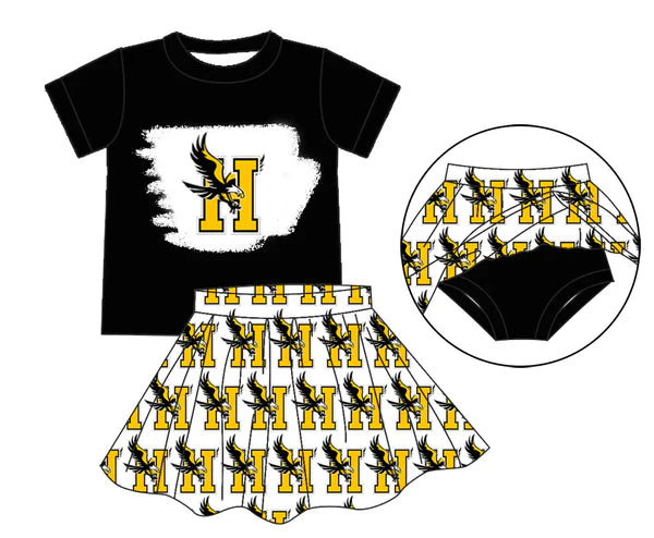 7.7 Custom Moq 3 Baby Girls Hobbs Eagles Top Bummie Skorts Team Sets