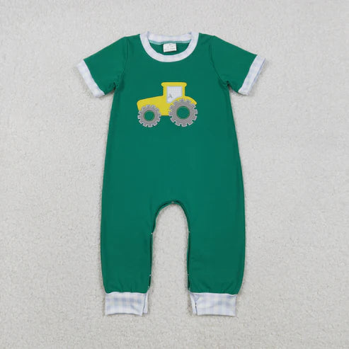 12.3 SR3332 Embroidery Baby Boys Golf Truck Footie Romper