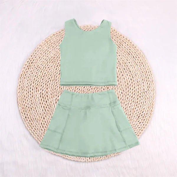 L-3.5 GSD1984 Baby Girls Green Vest Top Sports Skorts Clothes Sets Preorder