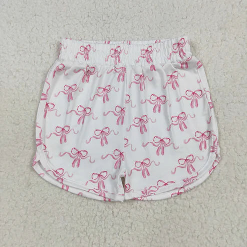 7.1 SS0608 Baby Girls Pink Bows Plaid Shorts Bottoms