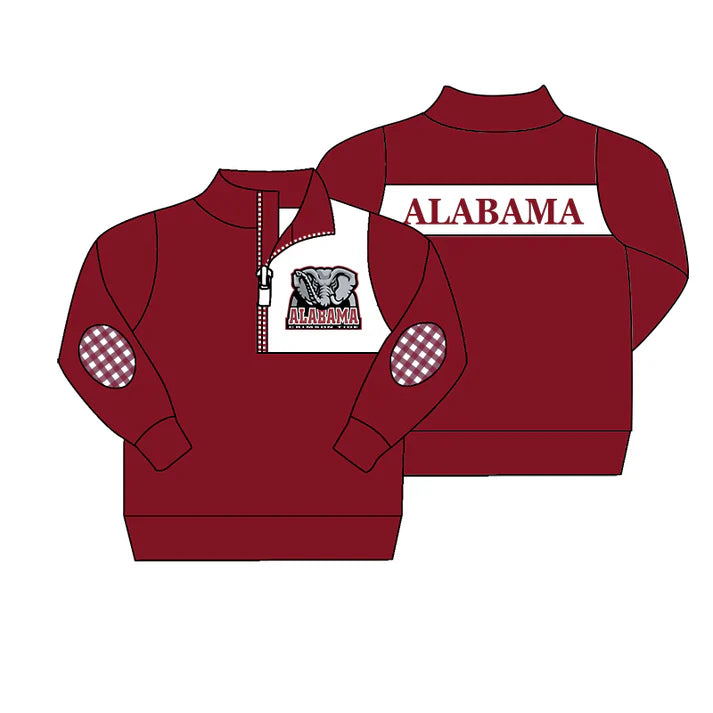 8.20 Custom Moq 5 Baby Boys ALABAMA Team Zip Pullovers Tops Tee Shirts
