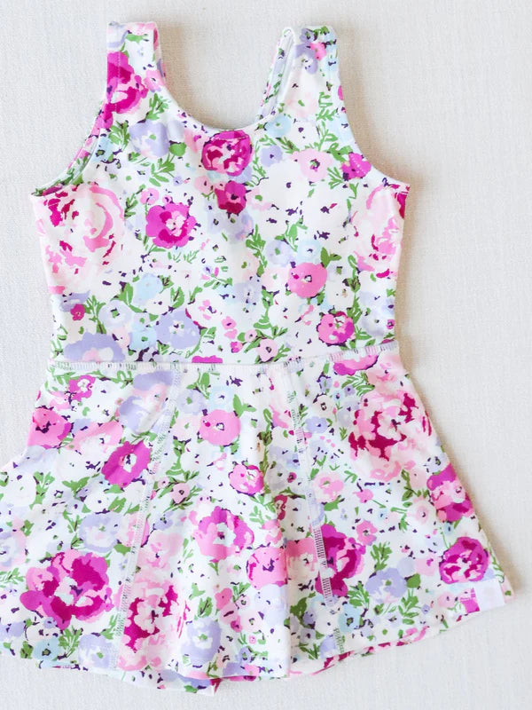 L-3.5 GSD1991 Baby Girls Pink Flowers Sleeveless Athletic Dresses Preorder