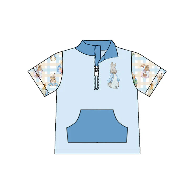 11.13 MOQ:5pcs BT1549 pre-order toddler boy clothes rabbit boy easter summer top shirt
